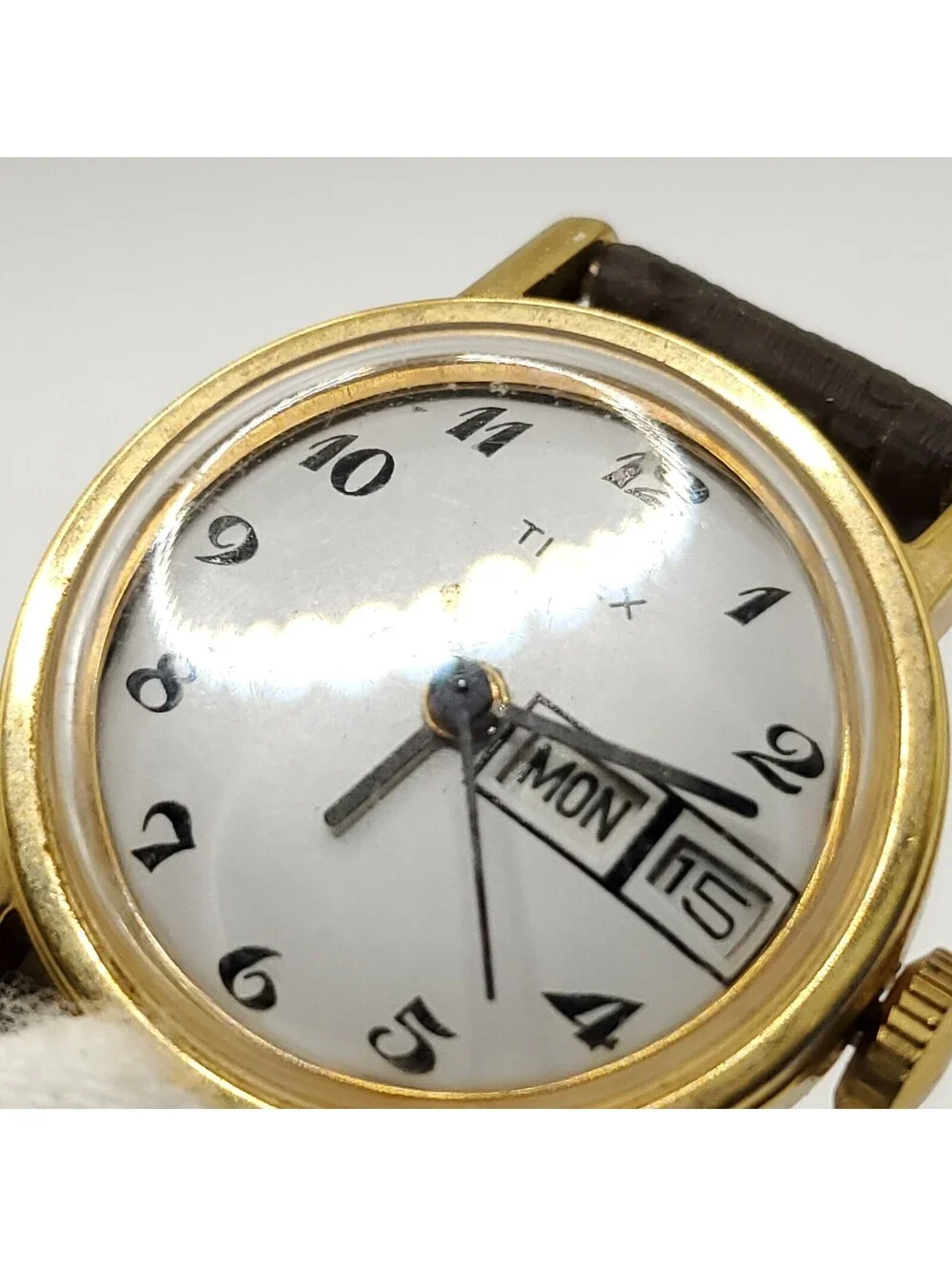 Timex Mechanical White Day/Date Dial Womens Watch 24mm Running